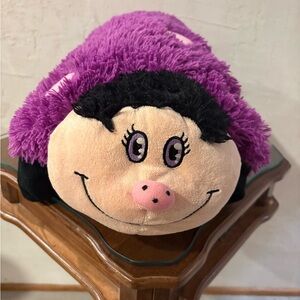 Purple and Black Plush Ladybug Pillow